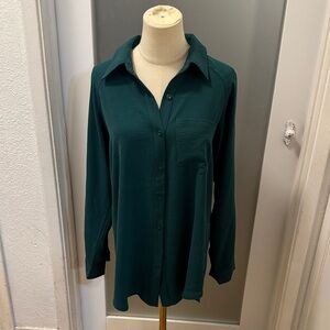 Women's Maternity Teal Button-Up Shirt